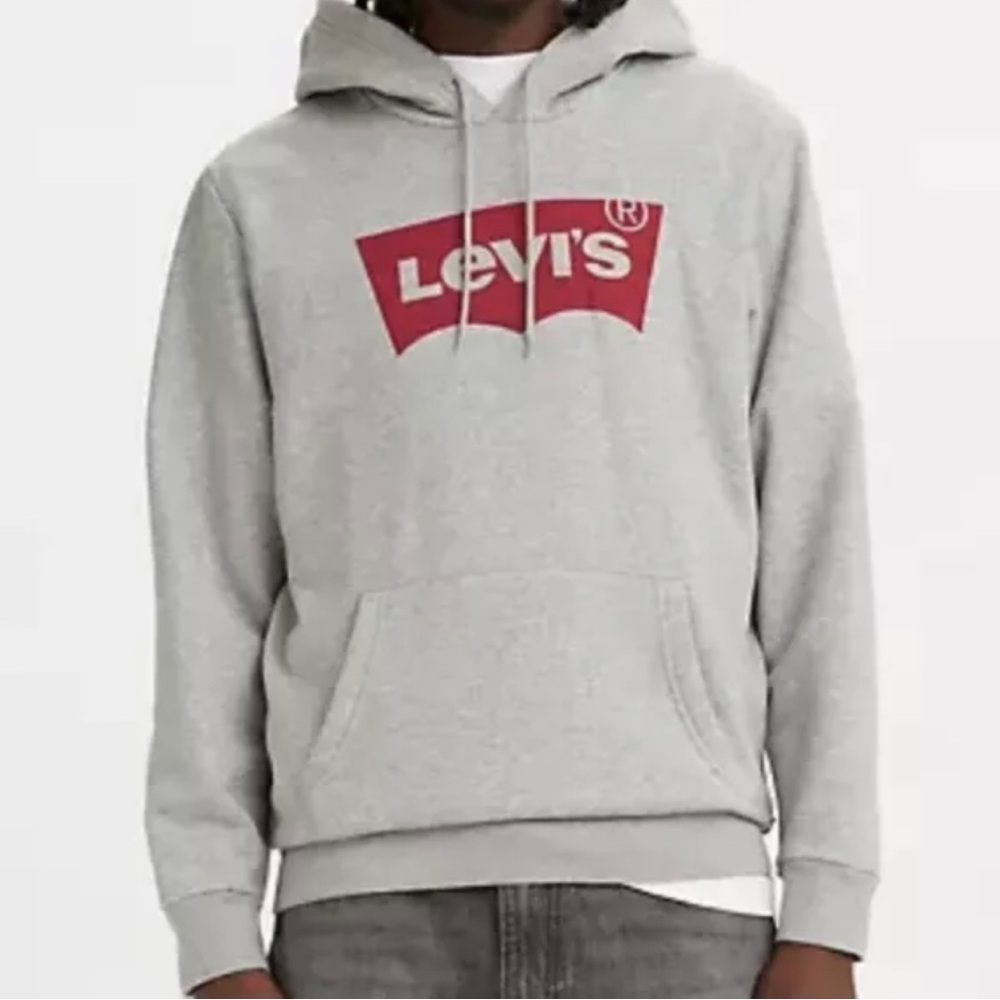 New Levi's Men's steel gray logo fleece hoodie XL